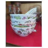 Chinese Rice/Soup Bowls w Spoons - Qty 4
