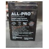 All-pro lead calcium 6v 4.5 ah battery