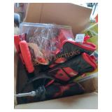 Box Lot Small Tools, Gloves, Safety Glasses