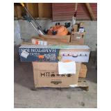 Skid Assorted Blinds, Ridgid Shop Vac, Anvil Hand