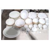 Large Milk Glass Gold-Rimmed Dish Set