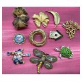 Vintage Brooch Lot Qty-10