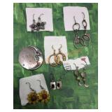 Costume Jewelry Earrings & Brooch Lot