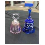 Cobalt & Pink Handpainted Glass Bells