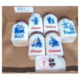 Vintage Dutch Milk Glass Spice Jars