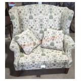 White Botanical Wingback Chair