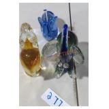 Small Glass Elephant Paperweights - Qty 3