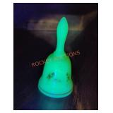 "Mother" Handpainted Uranium Glass Bell
