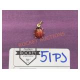 14k Stamped Enameled Ladybug Pendant