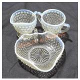 Vintage Moonstone Opalescent Hobnail Creamers