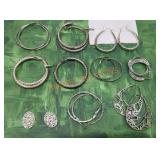 Silver Tone Earring Lot Qty-10