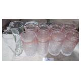Pink Textured Glass Cups - Qty 8