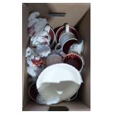 White/Red Dishware Box Lot