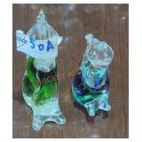Vintage Glass Cat Paperweights - Qty 2