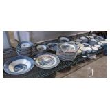 LARGE Currier & Ives Blue Dish Set