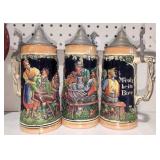 German Beer Steins 9in - Qty 3