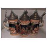 German Beer Steins 6.5in - Qty 3