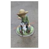 Lefton China Porcelain Figurine "Farm Boy w Kitten