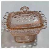 Pink Depression Glass Footed Candy Dish