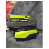 Ryobi 40v 6 ah battery and charger
