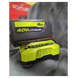 Ryobi 40v 6 ah battery and charger