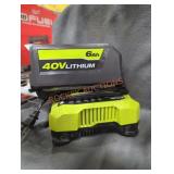 Ryobi 40v 6 ah battery and charger
