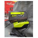 Ryobi 40v 6 ah battery and charger