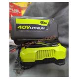 Ryobi 40v 6 ah battery and charger