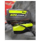 Ryobi 40v 6 ah battery and charger