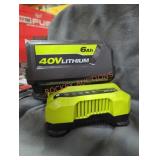 Ryobi 40v 6 ah battery and charger