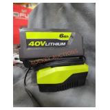 Ryobi 40v 6 ah battery and charger
