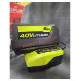 Ryobi 40v 6 ah battery and charger