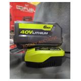 Ryobi 40v 6 ah battery and charger