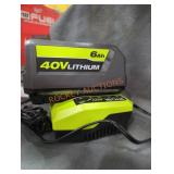 Ryobi 40v 6 ah battery and charger