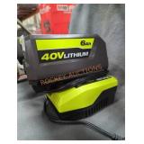 Ryobi 40v 6 ah battery and charger
