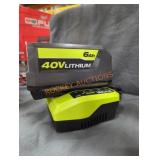 Ryobi 40v 6 ah battery and charger