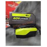 Ryobi 40v 6 ah battery and charger