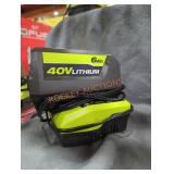 Ryobi 40v 6 ah battery and charger