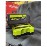 Ryobi 40v 6 ah battery and charger