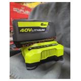 Ryobi 40v 6 ah battery and charger