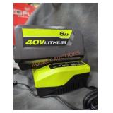 Ryobi 40v 6 ah battery and charger