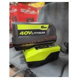 Ryobi 40v 6 ah battery and charger