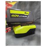 Ryobi 40v 6 ah battery and charger