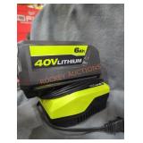 Ryobi 40v 6 ah battery and charger