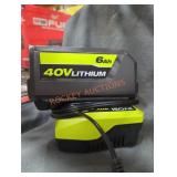 Ryobi 40v 6 ah battery and charger