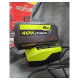 Ryobi 40v 6 ah battery and charger