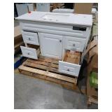 48" White Base Cabinet with Vanity Top (damaged)