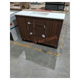 48" Brown Vanity with Whiye Top