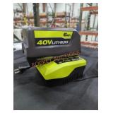 Ryobi 40v 6 ah battery and charger