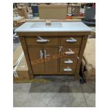 Brown Vanity w/ White Top 36" x 22" x 35"